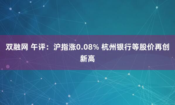双融网 午评：沪指涨0.08% 杭州银行等股价再创新高