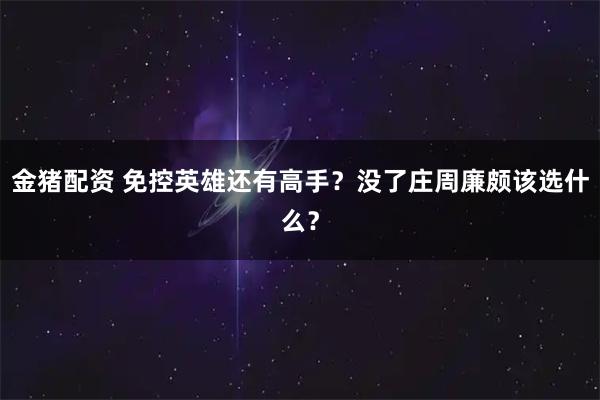 金猪配资 免控英雄还有高手？没了庄周廉颇该选什么？